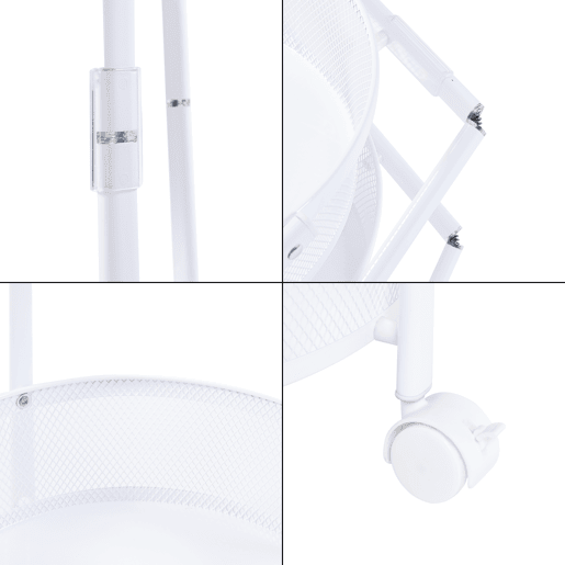 Carrinho de cozinha Sørreisa dobrável com 4 cestos em aço 123xØ38cm - Branco en.casa