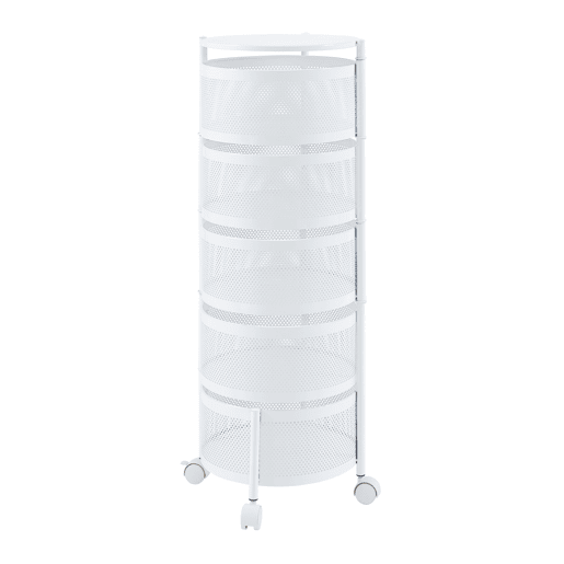 Carro de cozinha Steigen com 5 cestos redondos em aço 90xØ33cm - Branco en.casa