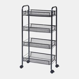 Carro de cozinha Tromsø com 4 cestos em aço 83x44x26cm - Preto en.casa