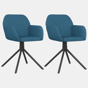 vidaXL Cadeiras de jantar giratórias 2 pcs veludo azul
