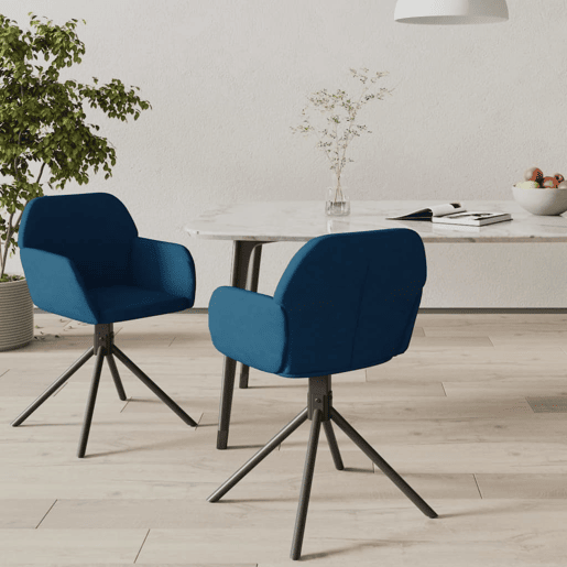 vidaXL Cadeiras de jantar giratórias 2 pcs veludo azul vidaXL Cadeiras de jantar giratórias 2 pcs veludo azul