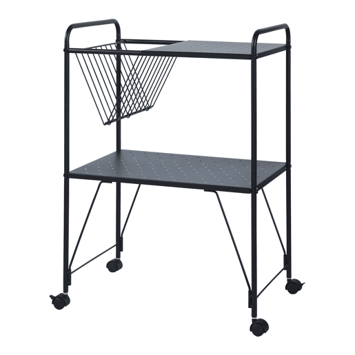 Carrinho de serviço Austrheim 2 prateleiras 1 cesto aço 73x50x33 cm - Preto en.casa
