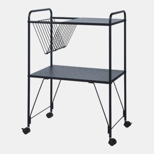 Carrinho de serviço Austrheim 2 prateleiras 1 cesto aço 73x50x33 cm - Preto en.casa