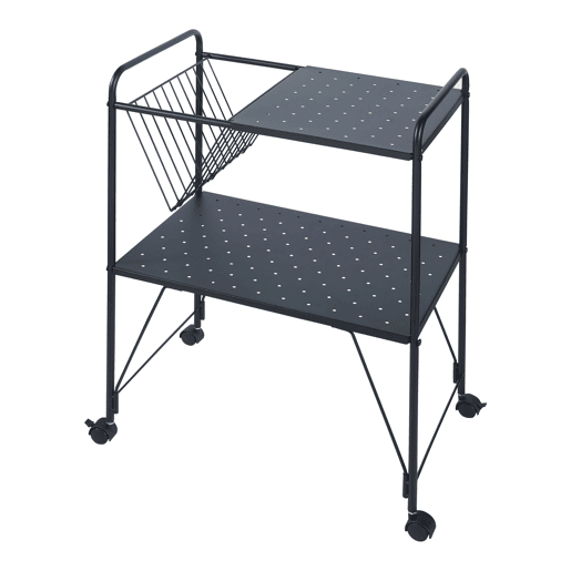 Carrinho de serviço Austrheim 2 prateleiras 1 cesto aço 73x50x33 cm - Preto en.casa