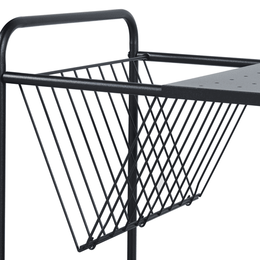 Carrinho de serviço Austrheim 2 prateleiras 1 cesto aço 73x50x33 cm - Preto en.casa