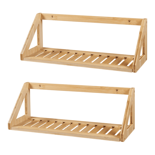 Conjunto de 2 prateleiras flutuantes Gjerdrum bamboo 43x15x15cm - Natural en.casa