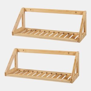 Conjunto de 2 prateleiras flutuantes Gjerdrum bamboo 43x15x15cm - Natural en.casa
