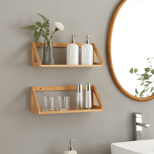 Conjunto de 2 prateleiras flutuantes Gjerdrum bamboo 43x15x15cm - Natural en.casa