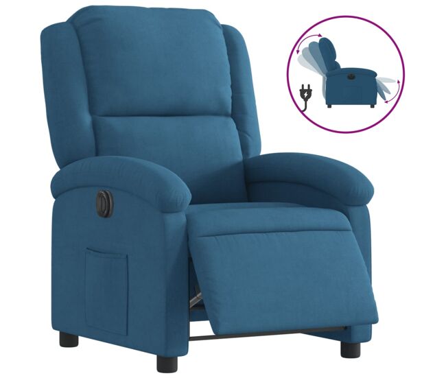Vidaxl sillón reclinable eléctrico terciopelo azul
