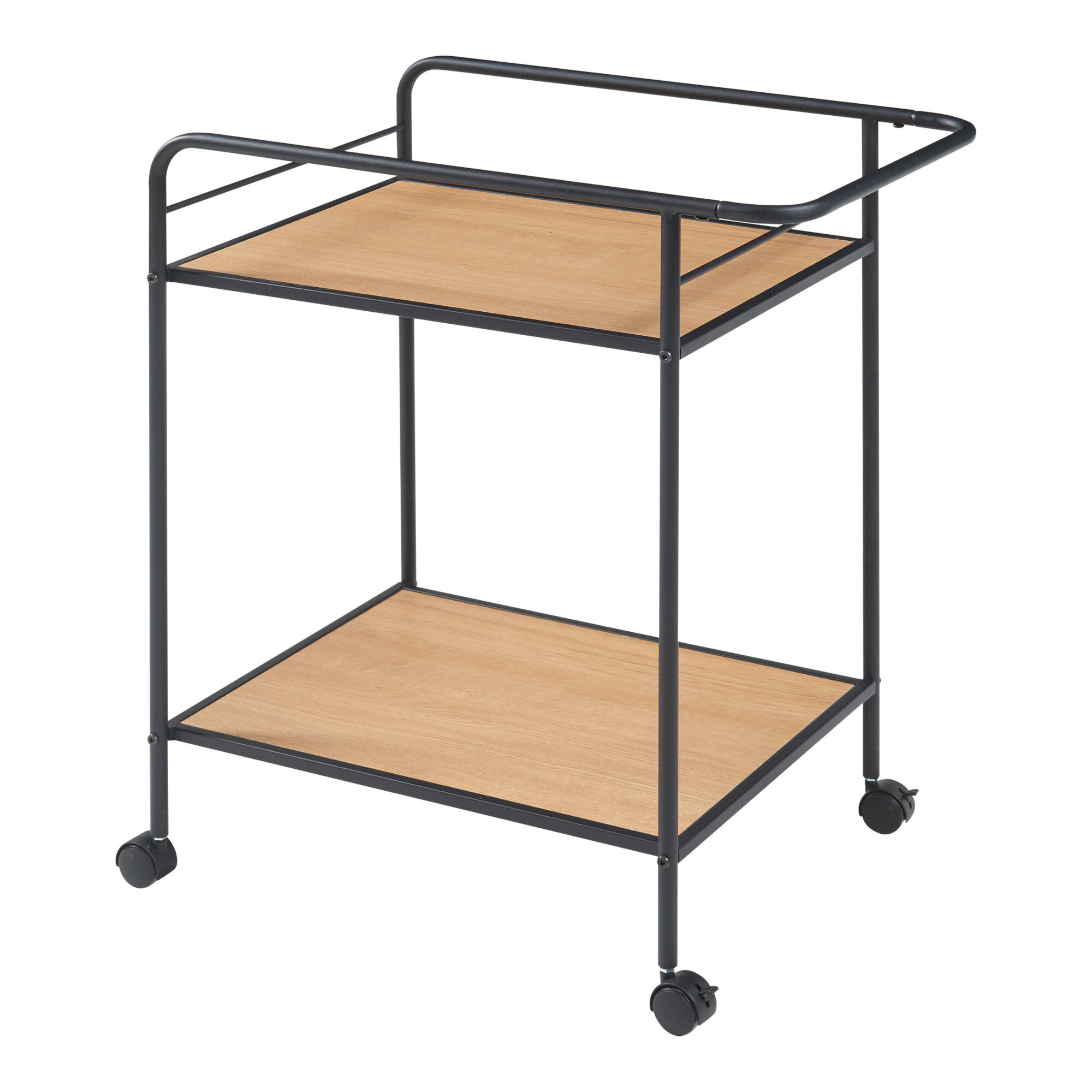 [en.casa] Carrito de servicio Hole con 2 estantes metal MDF 62 Negro/ Crema