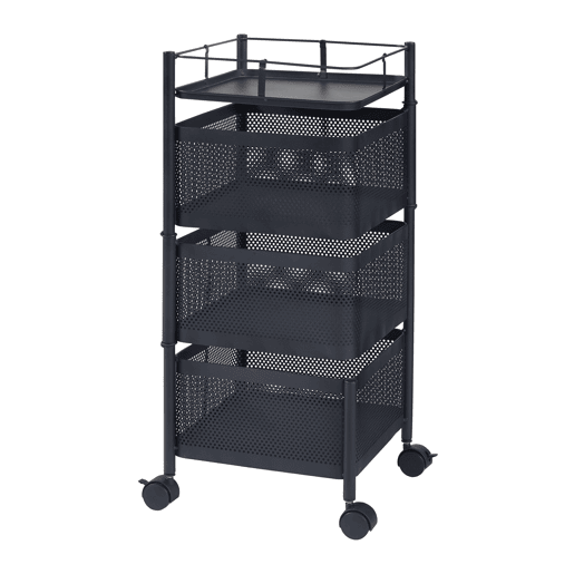 Carro de cozinha Sunndal com 3 cestos em aço 65x27x27cm - Preto en.casa