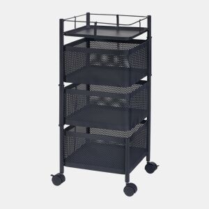 Carro de cozinha Sunndal com 3 cestos em aço 65x27x27cm - Preto en.casa