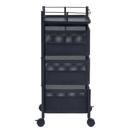 Carro de cozinha Sunndal com 3 cestos em aço 65x27x27cm - Preto en.casa