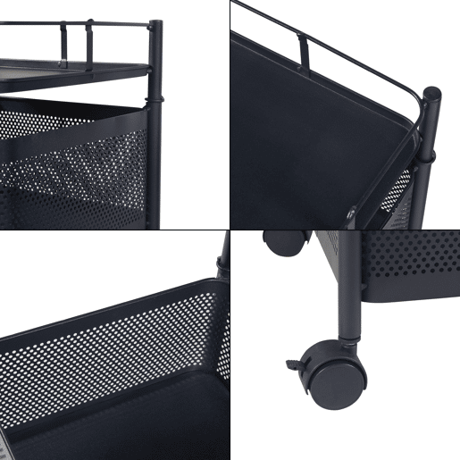 Carro de cozinha Sunndal com 3 cestos em aço 65x27x27cm - Preto en.casa