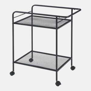 Carro de serviço Hole com 2 prateleiras em metal 72 x 62 x 45 cm - Preto en.casa