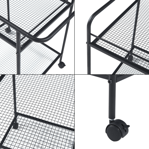 Carro de serviço Hole com 2 prateleiras em metal 72 x 62 x 45 cm - Preto en.casa