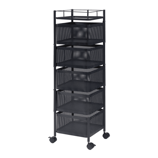 Carro de cozinha Sunndal com 5 cestos em aço 95x27x27cm - Preto en.casa