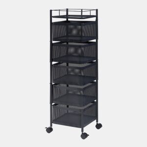 Carro de cozinha Sunndal com 5 cestos em aço 95x27x27cm - Preto en.casa