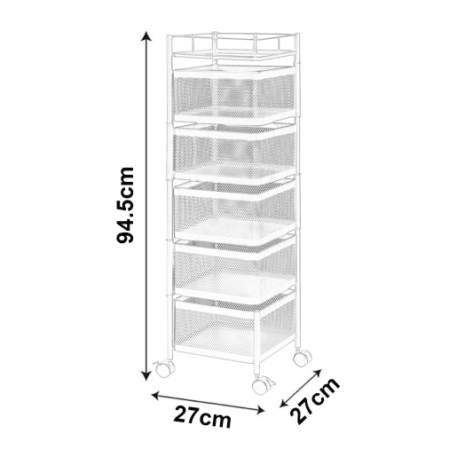 Carro de cozinha Sunndal com 5 cestos em aço 95x27x27cm - Preto en.casa
