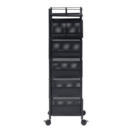 Carro de cozinha Sunndal com 5 cestos em aço 95x27x27cm - Preto en.casa
