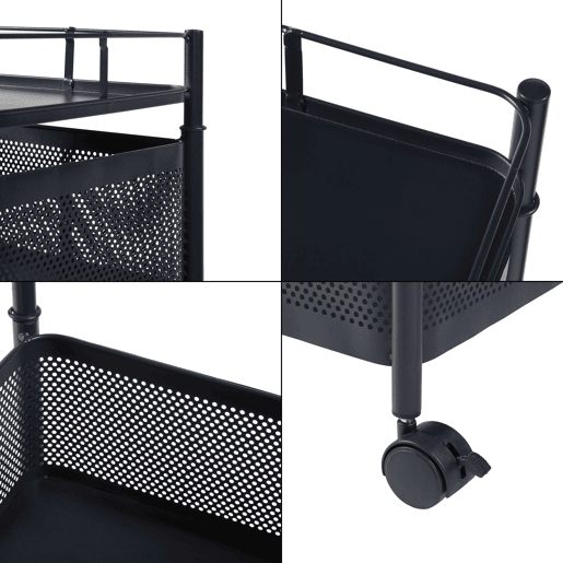 Carro de cozinha Sunndal com 5 cestos em aço 95x27x27cm - Preto en.casa