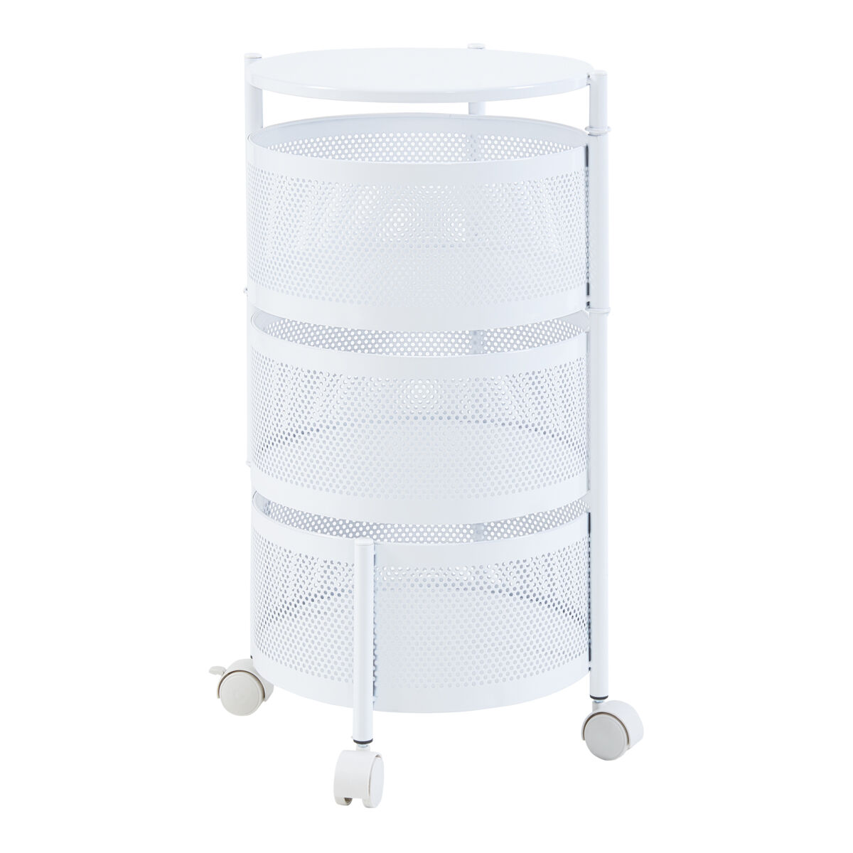 Carrito de cocina steigen con 3 cestas redondas acero 60xø33cm - blanco [en.casa]