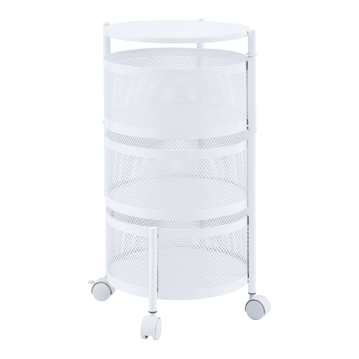 Carro de cozinha Steigen com 3 cestos redondos em aço 60xØ33cm - Branco en.casa