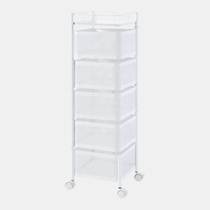 Carro de cozinha Sunndal com 5 cestos em aço 95x27x27cm - Branco en.casa
