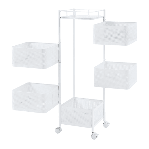 Carro de cozinha Sunndal com 5 cestos em aço 95x27x27cm - Branco en.casa