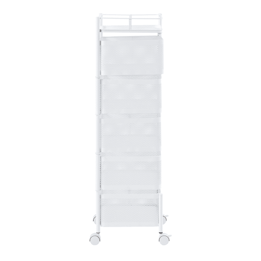 Carro de cozinha Sunndal com 5 cestos em aço 95x27x27cm - Branco en.casa