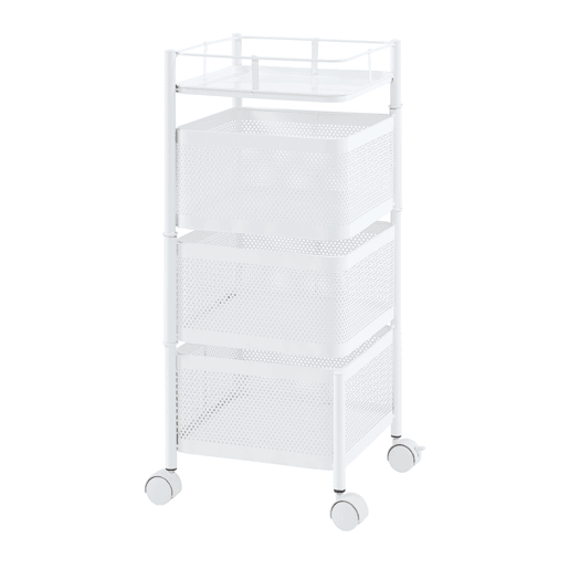 Carro de cozinha Sunndal com 3 cestos em aço 65x27x27cm - Branco en.casa
