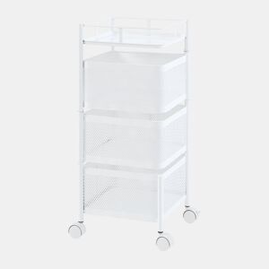Carro de cozinha Sunndal com 3 cestos em aço 65x27x27cm - Branco en.casa