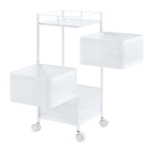 Carro de cozinha Sunndal com 3 cestos em aço 65x27x27cm - Branco en.casa