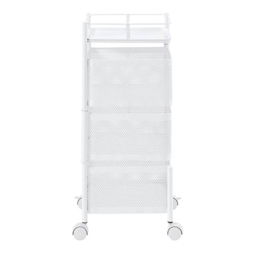 Carro de cozinha Sunndal com 3 cestos em aço 65x27x27cm - Branco en.casa