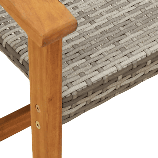 vidaXL Banco de jardim 112 cm vime PE e madeira de acácia cinzento