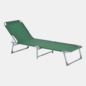 Outsunny Espreguiçadeira Dobrável e Reclinável em 4 Posições Espreguiçadeira de Campismo com Estrutura Metálica e Tecido Oxford para Exterior 187x58x28 cm Verde