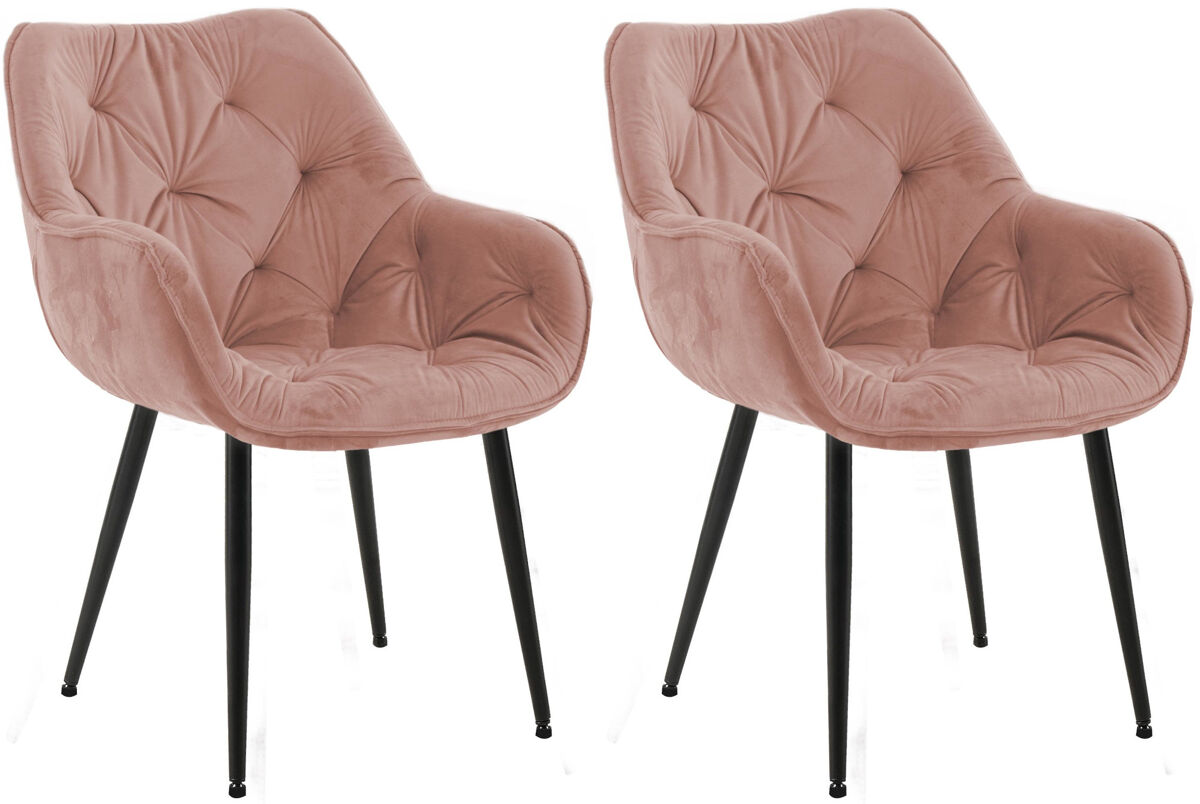 set de 2 sillas de comedor tanna en terciopelo rosa 62x58x83 cm
