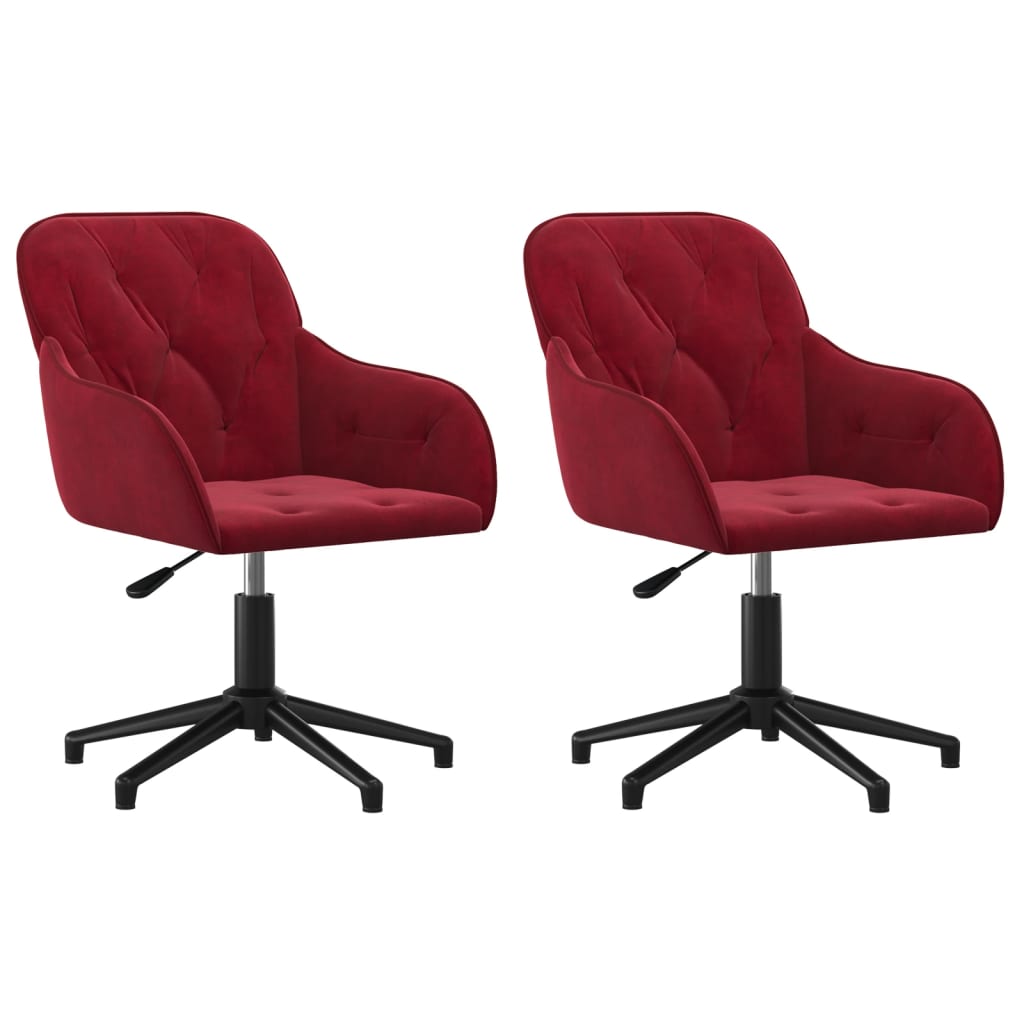 vidaxl sillas de comedor giratorias 2 unidades terciopelo rojo tinto