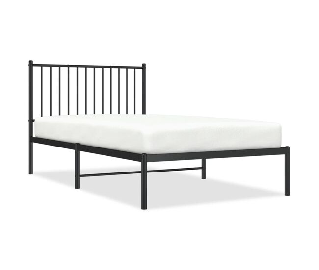 Estructura de cama con cabecero metal negro 100x190 cm con cabecero