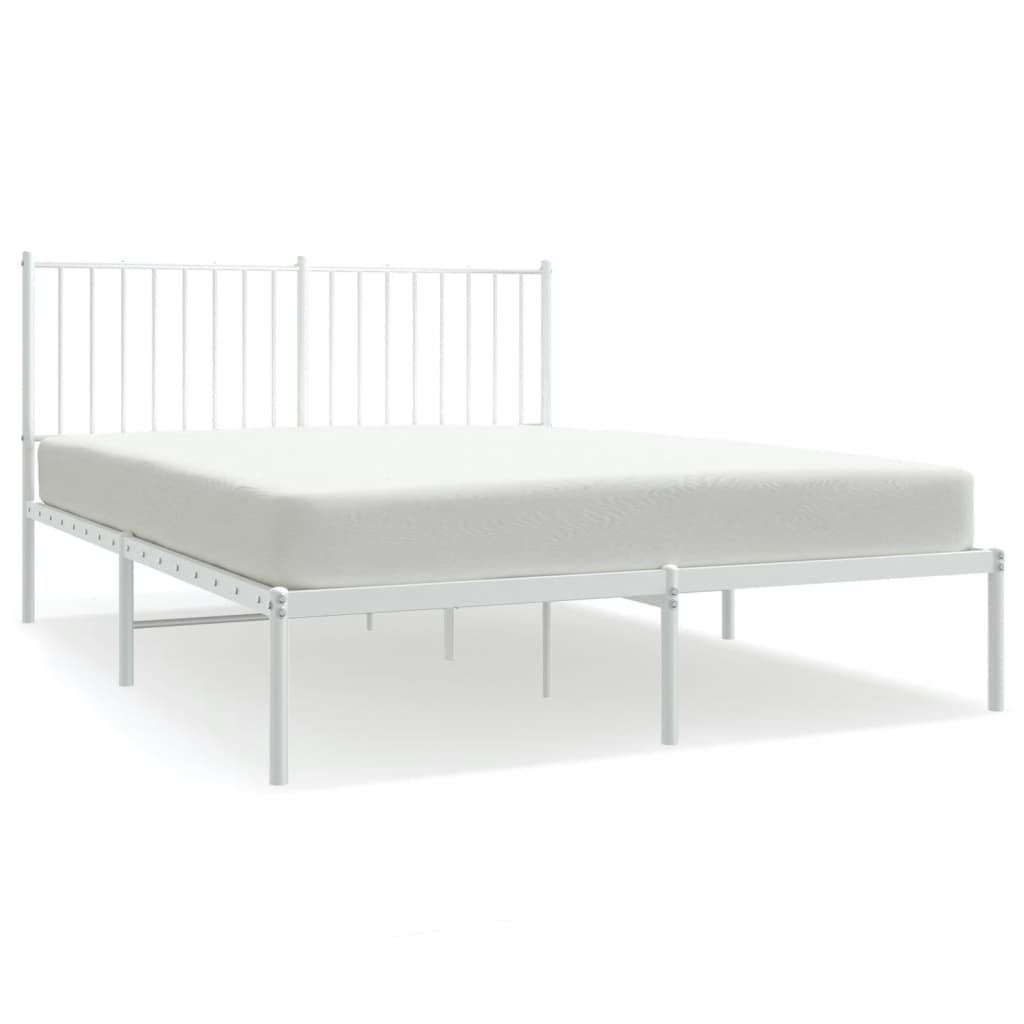 Estructura de cama de metal con cabecero blanca 135x190 cm con cabecero
