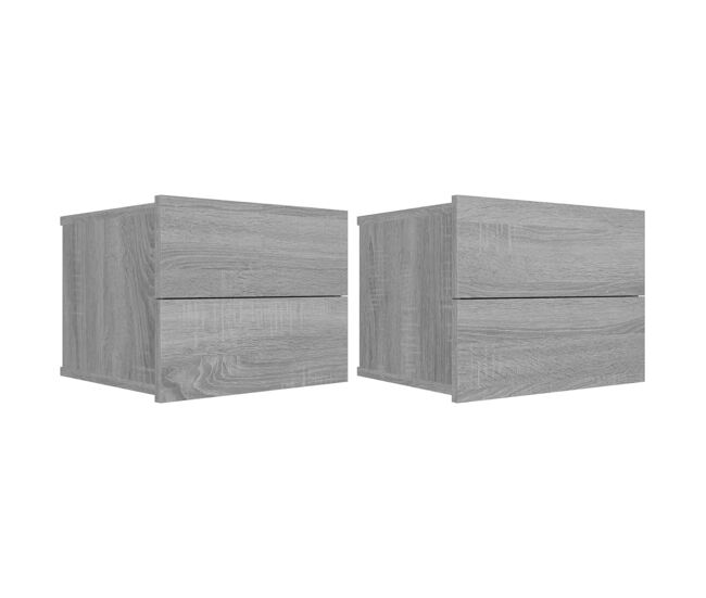 Vidaxl mesitas de noche 2 uds contrachapada gris sonoma 40x30x30 cm