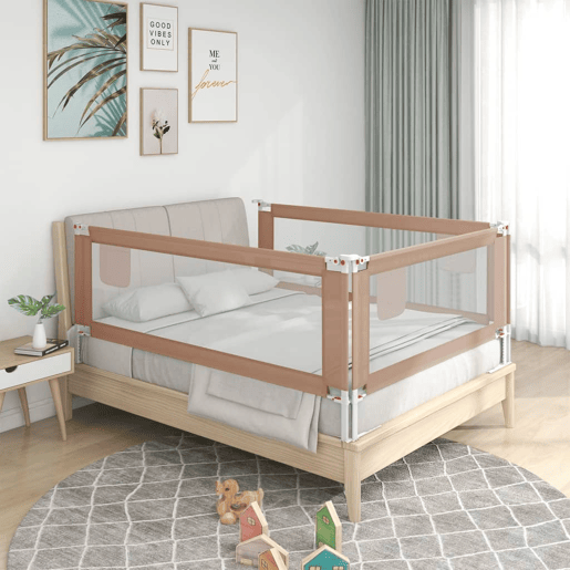 vidaXL Barra segur. p cama infantil tecido 200x25cm cinza-acastanhado vidaXL Barra segur. p cama infantil tecido 200x25cm cinza-acastanhado