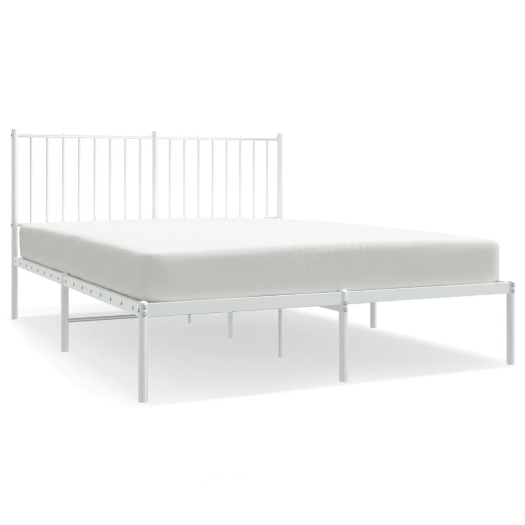 Estructura de cama con cabecero metal blanca 140x200 cm con cabecero