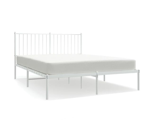 Estructura de cama con cabecero metal blanca 140x200 cm con cabecero