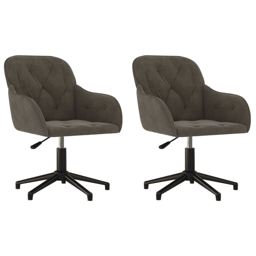 vidaXL Cadeiras de jantar giratórias 2 pcs veludo cinzento-escuro