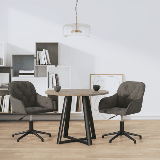 vidaXL Cadeiras de jantar giratórias 2 pcs veludo cinzento-escuro
