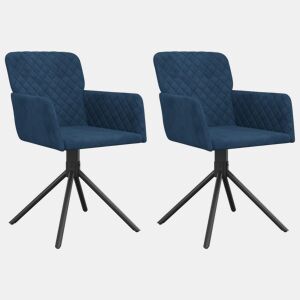 vidaXL Cadeiras de jantar giratórias 2 pcs veludo azul