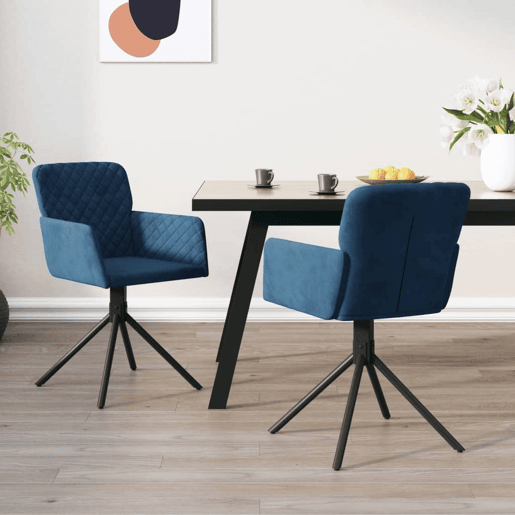vidaXL Cadeiras de jantar giratórias 2 pcs veludo azul vidaXL Cadeiras de jantar giratórias 2 pcs veludo azul