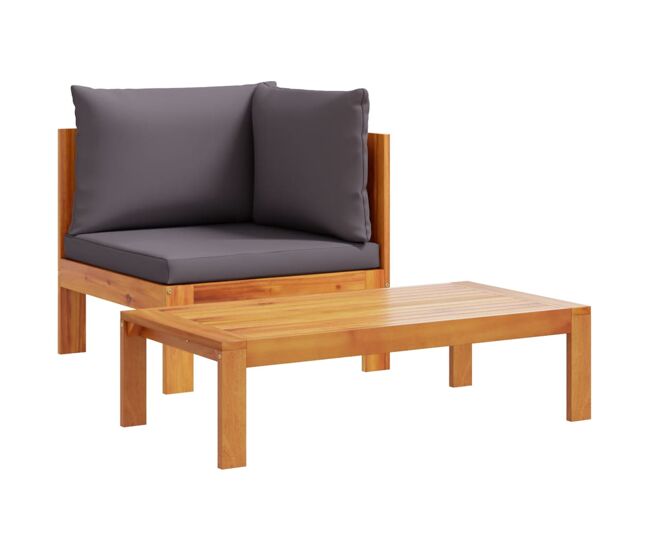 Vidaxl sofás de jardín 2 pzas con cojines madera maciza acacia