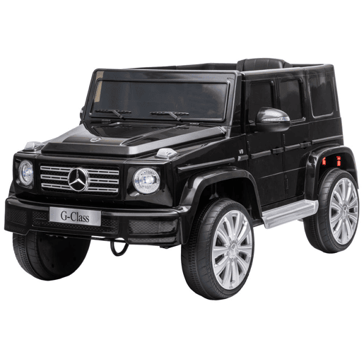 HOMCOM Carro Elétrico para Crianças acima de 3 Anos BENZ G500 Todo-o-Terreno com Bateria 12V Veículo Elétrico com Controlo Remoto Música Buzina Velocidade 3-5 kmh Carga 30 kg Preto